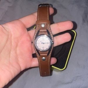 brown leather watch